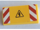 Part No: 88930pb136  Name: Slope, Curved 2 x 4 x 2/3 with Bottom Tubes with Red and White Danger Stripes and Electricity Danger Triangle Pattern (Sticker) - Set 60132