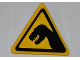 Part No: 892pb021  Name: Road Sign 2 x 2 Triangle with Clip with Black Tyrannosaurus rex Head Silhouette Pattern (Sticker) - Set 5887
