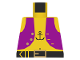 Part No: 973p30  Name: Torso Pirate Dark Purple Vest Open with Gold Buttons, Black Belt with Buckle, Anchor Tattoo, Navel Pattern