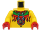 Part No: 973pacc01  Name: Torso Adventurers Jungle Necklace, Feathers, Navel Pattern (Achu) / Yellow Arms / Red Hands