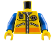Part No: 973pb0488c01  Name: Torso Coast Guard City Logo, Zippers and Radio Pattern / Blue Arms / Yellow Hands