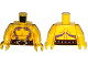 Part No: 973pb1901c01  Name: Torso Ninjago Bare Chest Muscles, Dark Purple Snake Tattoos, Belt with Tan Snake Buckle Pattern / Yellow Arms / Yellow Hands