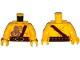 Part No: 973pb1961c01  Name: Torso Bare Chest Muscles, Dark Purple Snake Tattoo, Copper Snake Buckle, Dark Red Shoulder Strap, Scar on Back Pattern / Yellow Arms / Yellow Hands