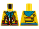 Part No: 973pb5023  Name: Torso Jacket, Dark Turquoise Drawstring and Hood, Gold Zipper, Monkey King Face Logo Pattern