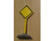 Part No: bb0131pb04c01  Name: Road Sign with Post, Diamond with Black Border Major Road Pattern, Type 1 Base