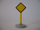 Part No: bb0131pb04c02  Name: Road Sign with Post, Diamond with Black Border Major Road Pattern, Type 2 Base