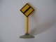 Part No: bb0131pb05c01  Name: Road Sign with Post, Diamond with Black Border End of Major Road Pattern, Type 1 Base