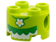 Part No: 17485pb022  Name: Brick, Round 2 x 2 with Pin Holes with Bright Green and White Flower Necklace and Skirt Pattern