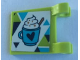 Part No: 2335pb224  Name: Flag 2 x 2 Square with Mug of Hot Chocolate with Heart and Dark Blue, Lime and Medium Azure Triangles Pattern (Sticker) - set 41319
