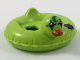 Part No: 28421pb02  Name: Minifigure Swim Ring / Floatie Duck Inflatable with Black Eyes, Green Crescent Moon, Dark Purple Patch, and Red Bill Pattern