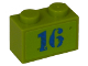Part No: 3004pb098  Name: Brick 1 x 2 with Blue '16' Pattern (Sticker) - Set 8191