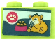 Part No: 3004pb332  Name: Brick 1 x 2 with Paw Print, Hamster and Food Bowl Pattern (Sticker) - Set 41405