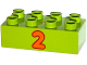 Part No: 3011pb038  Name: Duplo, Brick 2 x 4 with Number 2 Orange Pattern