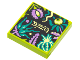 Part No: 3068pb1878  Name: Tile 2 x 2 with BeatBit Album Cover - Dark Turquoise and Medium Lavender Plants Pattern