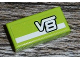 Part No: 3069pb0479  Name: Tile 1 x 2 with White Stripe and 'V8' on Lime Background Pattern (Sticker) - Set 8152