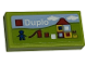 Part No: 3069pb1052  Name: Tile 1 x 2 with LEGO Duplo Set Box Art, Blue Minifigure Silhouette, Slide, and House Pattern (Sticker) - Sets 40528 / 40574