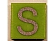 Part No: 3070pb027  Name: Tile 1 x 1 with Silver Capital Letter S Pattern