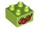 Part No: 3437pb061  Name: Duplo, Brick 2 x 2 with 3 Red Apples and Worm Pattern