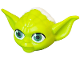 Part No: 3537pb01  Name: Minifigure, Head, Modified SW Yoda Curved Ears Pointing Up with Dark Green Eyes and White Hair Pattern