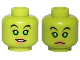 Part No: 3626pb1138  Name: Minifigure, Head Dual Sided Alien Female SW Twi'lek with Black Eyebrows, Single Eyelashes, Bright Green Eyes, Nougat Lips, Lopsided Open Mouth Smile with Teeth / Neutral Pattern