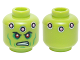 Part No: 3626pb1229  Name: Minifigure, Head Alien with Red Eyes, Green Cheek Lines, Dark Pink Circles and Scowl Pattern (Brainiac)