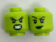 Part No: 3626pb1801  Name: Minifigure, Head Dual Sided Alien Female Dark Green Lips, Teeth Bared Angry / Malicious Smile Pattern