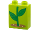 Part No: 4066pb836  Name: Duplo, Brick 1 x 2 x 2 with Bright Green Stem and Leaves in Medium Nougat Soil Pattern