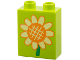 Part No: 4066pb838  Name: Duplo, Brick 1 x 2 x 2 with Orange and Bright Light Yellow Sunflower with Bright Green Stem Pattern