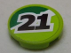 Part No: 4150pb155  Name: Tile, Round 2 x 2 with Black '21' on Green and Lime Background Pattern (Sticker) - Set 8896