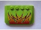 Part No: 52031pb011  Name: Wedge 4 x 6 x 2/3 Triple Curved with Flames on Lime Background Pattern (Sticker) - Set 8141