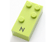 Part No: 60228pb01  Name: Brick, Braille 2 x 4 with 4 Studs with Black Capital Letter N Pattern (dots-1345 ⠝)
