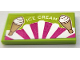Part No: 87079pb1627  Name: Tile 2 x 4 with 'ICE CREAM', Tan Cones, Magenta and White Awning Pattern (Sticker) - Set 60328