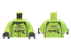 Part No: 973pb4669c01  Name: Torso Racing  Suit with 'AMR' Aston Martin Logo, Dark Green Collar Pattern / Lime Arms / Black Hands