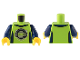 Part No: 973pb5044c01  Name: Torso T-Shirt with Gaming Logo Minifigure with Headset, and Dark Blue Collar and Side Panels Pattern / Dark Blue Arms / Yellow Hands