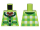 Part No: 973pb5582  Name: Torso Bright Green and White Plaid Vest with Dark Green Pockets and Trim, White Buttons and Shirt, and Red Bow Pattern