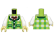 Part No: 973pb5582c01  Name: Torso Bright Green and White Plaid Vest with Dark Green Pockets and Trim, White Buttons and Shirt, and Red Bow Pattern / White Arms / Bright Light Yellow Hands