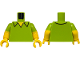 Part No: 973pb6123c01  Name: Torso Shirt with Open Collar, Yellow Neck Pattern / Yellow Arms with Molded Lime Short Sleeves Pattern / Yellow Hands