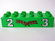 Part No: 2300pb002  Name: Duplo, Brick 2 x 6 with Silver Numbers 2 and 3 with Center Gold Laurels Pattern