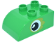Part No: 2302pb20  Name: Duplo, Brick 2 x 3 Slope Curved with Black and White Eye with Lime Eye Patch Pattern on Both Sides