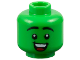Part No: 28621pb0262  Name: Minifigure, Head Black Eyebrows Raised, Open Mouth Smile with Top Teeth and Red Tongue Pattern - Vented Stud
