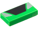 Part No: 3069pb1361  Name: Tile 1 x 2 with Black Trapezoid in Center and Silver Triangular Panels on Sides Pattern