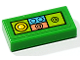 Part No: 3069pb1474  Name: Tile 1 x 2 with Heroica Game Board Section with Lime, Coral, Medium Azure and Yellow LEGO Parts Pattern (Sticker) - Set 41748