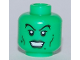 Part No: 3626pb0456  Name: Minifigure, Head Female Dark Green Lips and Warts, Black Cheek Lines and Eyelashes Pattern