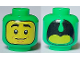 Part No: 3626pb3405  Name: Minifigure, Head Dual Sided Balaclava, Yellow Face, Black Eyes, Eyebrows and Mouth / Open Mouth with Lime Tongue (Dragon) Pattern