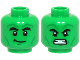 Part No: 3626pb3705  Name: Minifigure, Head Dual Sided Black Bushy Eyebrows, Dark Green Chin Dimple, Green Cheek Lines, Stubble and Wrinkles, Lopsided Grin / Angry Bared Teeth Pattern