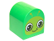Part No: 3664pb25  Name: Duplo, Brick 2 x 2 x 2 Slope Curved Double with Lime Caterpillar / Snail Face Pattern
