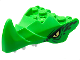 Part No: 76923pb02  Name: Dragon Head (Ninjago) Jaw with Large Spike and 2 Bar Handles on Back with Yellow Eyes, Dark Green Scales, and White Teeth Pattern