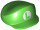 Part No: 77710pb01  Name: Large Figure Headgear, Luigi Cap with Capital Letter L in White Oval Pattern (Regular Luigi)