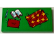 Part No: 87079pb1477  Name: Tile 2 x 4 with Cushion with Pillow, Red Blanket with Yellow Stars, Pencils and Notebook with 'Sleep' Pattern (Sticker) - Set 71461