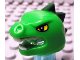 Part No: 95322pb01  Name: Minifigure, Headgear Head Cover, Costume Lizard with Yellow Eyes, White Teeth, and Dark Green Horns Pattern
